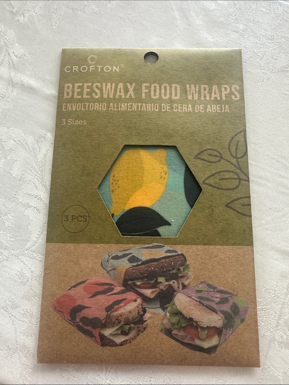 Crofton Beeswax Food Wraps - Olive Green, Yellow, Teal